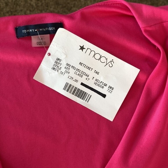 Tommy Hilfiger V-Neck Tiered Ruffle Sleeveless Shift Dress Flowy Barbiecore - Picture 12 of 16